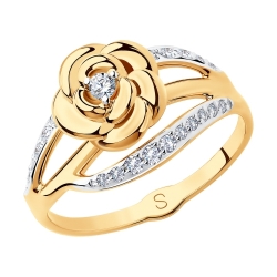 Inel din aur roșu cu pietre Cubic Zirconia Incolor