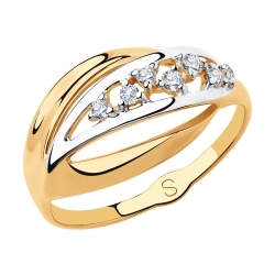 Inel din aur roșu cu pietre Cubic Zirconia Incolor