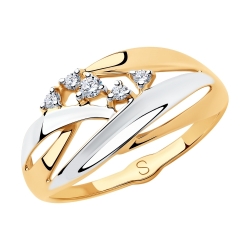 Inel din aur roșu cu pietre Cubic Zirconia Incolor