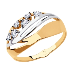 Inel din aur roșu cu pietre Cubic Zirconia Incolor