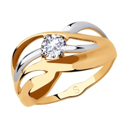 Inel din aur roșu cu pietre Cubic Zirconia Incolor
