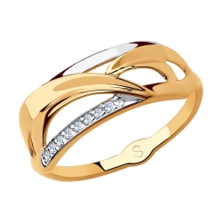 Inel din aur roșu cu pietre Cubic Zirconia Incolor