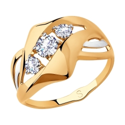 Inel din aur roșu cu pietre Cubic Zirconia Incolor
