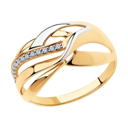 Inel din aur roșu cu pietre Cubic Zirconia Incolor