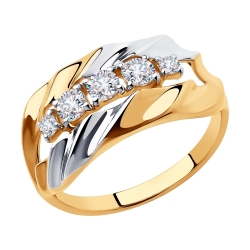 Inel din aur roșu cu pietre Cubic Zirconia Incolor