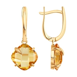 Cercei Suspendați din aur roșu cu pietre Citrin