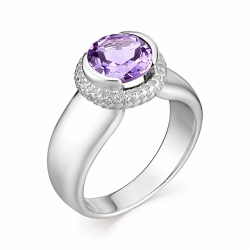 Inel din argint  cu pietre Cubic Zirconia Incolor, Ametist