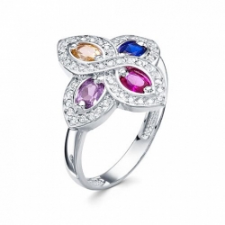 Inel din argint  cu pietre Cubic Zirconia Incolor, Sticla de Bijuterie și Sticla de Bijuterie