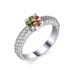 Inel din argint  cu pietre Cubic Zirconia Incolor, Zultanit Sintetic Galben