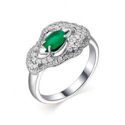 Inel din argint  cu pietre Cubic Zirconia Incolor, Agat verde