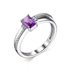 Inel din argint  cu pietre Cubic Zirconia Incolor, Ametist