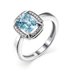 Inel din argint  cu pietre Cubic Zirconia Incolor, Topaz albastru