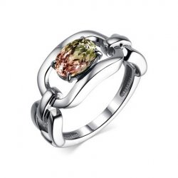 Кольцо из серебра с камнями Султанит желтый (синт.)