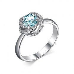 Inel din argint  cu pietre Cubic Zirconia Incolor, Topaz albastru