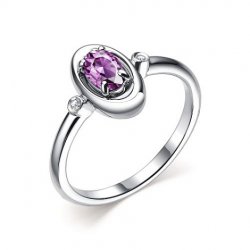 Inel din argint  cu pietre Cubic Zirconia Incolor, Ametist