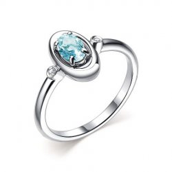 Inel din argint  cu pietre Cubic Zirconia Incolor, Topaz albastru