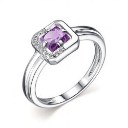 Inel din argint  cu pietre Cubic Zirconia Incolor, Ametist