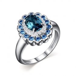 Inel din argint  cu pietre Cubic Zirconia Incolor, Cubic Zirconia Albastru și Nanosital London