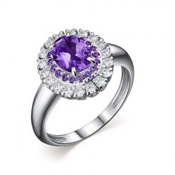 Inel din argint  cu pietre Cubic Zirconia Incolor, Cubic Zirconia Liliachiu și Ametist