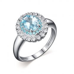 Inel din argint  cu pietre Cubic Zirconia Incolor, Cubic Zirconia Albastru și Topaz albastru
