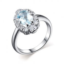Inel din argint  cu pietre Cubic Zirconia Incolor, Topaz albastru