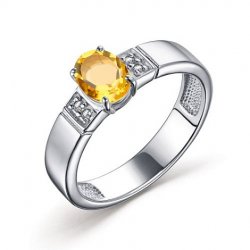 Inel din argint  cu pietre Cubic Zirconia Incolor, Citrin