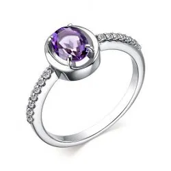 Inel din argint cu Cubic Zirconia Incolor, Ametist