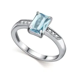 Inel din argint cu Cubic Zirconia Incolor, Topaz albastru