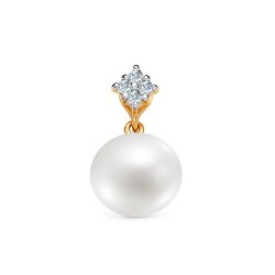 Pandantiv din aur roșu cu pietre Cubic Zirconia Incolor, Perla Albă