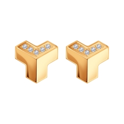 Cercei Pusete din aur roșu cu Cubic Zirconia Incolor