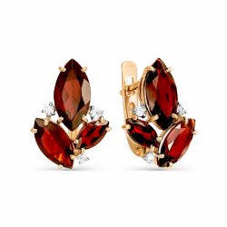 Cercei din aur roșu cu pietre Cubic Zirconia Incolor, Granat