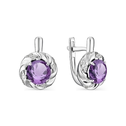 Cercei din argint  cu pietre Cubic Zirconia Incolor, Ametist