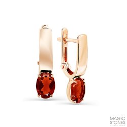 Серьги из красного золота с камнями Гранат