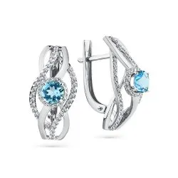 Cercei din aur alb cu Cubic Zirconia Incolor, Topaz Swiss