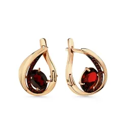 Cercei din aur roșu cu Cubic Zirconia Roșu, Granat