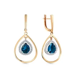 Cercei Suspendați din aur roșu cu Cubic Zirconia Incolor, Topaz London