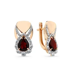 Cercei din aur roșu cu Cubic Zirconia Incolor, Granat