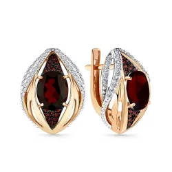 Cercei din aur roșu cu Cubic Zirconia Incolor, Cubic Zirconia Bordo și Granat