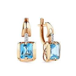 Cercei din aur roșu cu Cubic Zirconia Incolor, Topaz Swiss