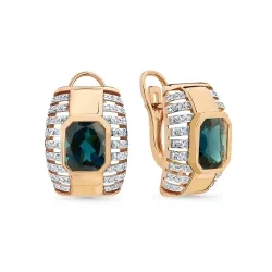 Cercei din aur roșu cu Cubic Zirconia Incolor, Topaz London