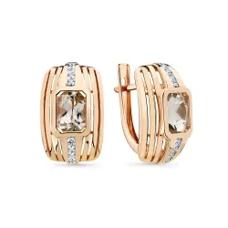 Cercei din aur roșu cu Cubic Zirconia Incolor, Prasiolit