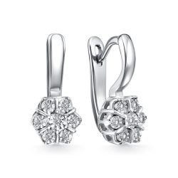 Серьги из серебра с камнями Бриллиант