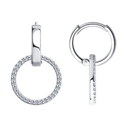 Cercei Creole din argint  cu pietre Cubic Zirconia Incolor