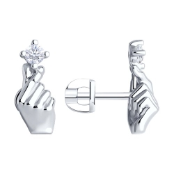 Cercei Pusete din argint  cu pietre Cubic Zirconia Incolor