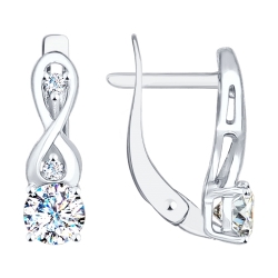 Cercei din aur alb cu pietre Cubic Zirconia Incolor
