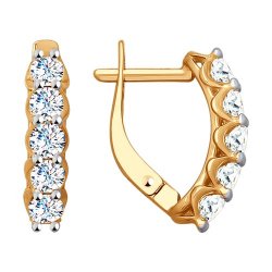 Серьги из красного золота с камнями Фианит
