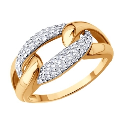 Inel din aur roșu cu pietre Cubic Zirconia Incolor