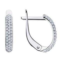 Cercei din aur alb cu pietre Cubic Zirconia Incolor