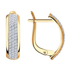 Серьги из красного золота с камнями Фианит