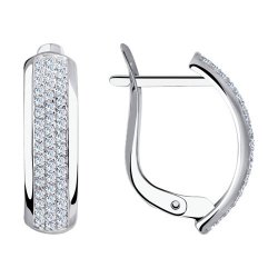 Cercei din aur alb cu pietre Cubic Zirconia Incolor